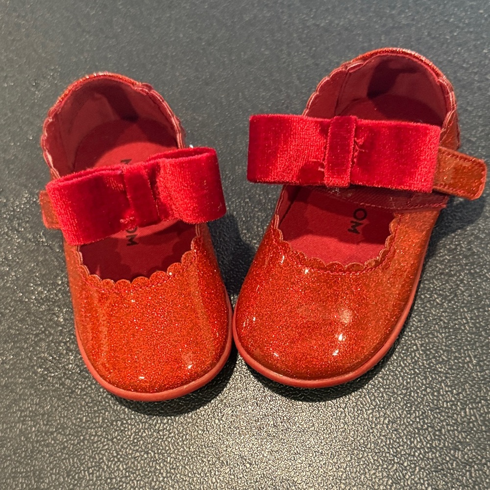 Red Glitter Kids Shoes with Bow